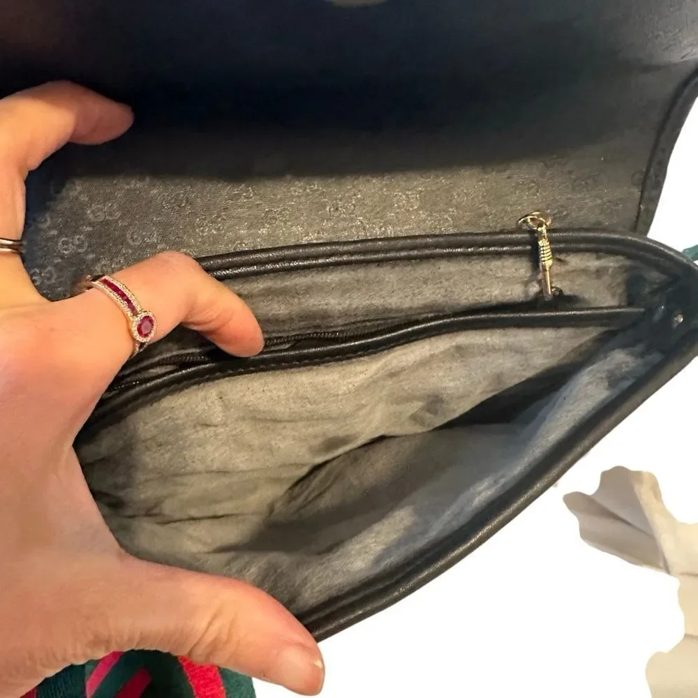 Gucci Black and Red Crossbody Bag with Textured Finish